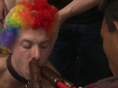 Party boys swap the same guy during extreme anal gangbang