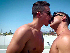 hot dudes sans a condom on terrace