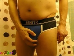 Lots of precum, gay movie, condom masturbation