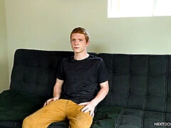 Redheaded solo hottie Ryan Hill jerks his dick