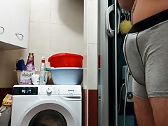 Playing with my thick croatian cock