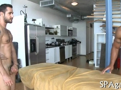 Naughty masseur rubs down and massages his client's tight holes in a hot SESH session