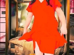 Gorgeous t-girl Ketty lounging in bed with a cute magazine