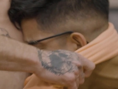 Nerdy boy granted pair of mature dicks in serious threesome