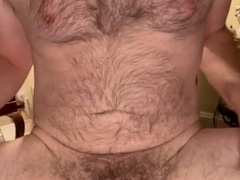 Unshaved Parent Bare and Tugging Off with Jizz