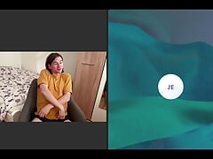 Having Fun with a Friend on a Video Call. Licking My Feet, Playing with My Ass and Cumming on My Legs.