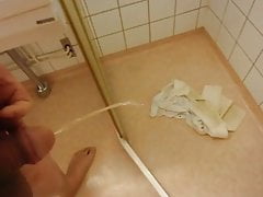 Me pissing on towel with 18 yo uncut dick