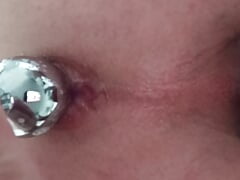 Butt Plug First Time tight Ass Hole Close Up.