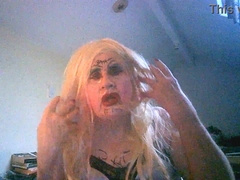 Fuckpig fag Sarah's harassment, she faps, romps her sphincter gash, eggs and pies face