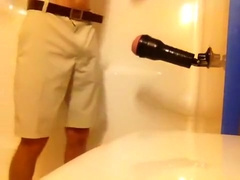 Banging my Fleshlight in new digs multiple cums