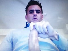 Hot straight dude edging his huge hung thick cut big dick