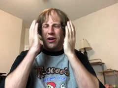 Alpha male instructs submissive to gobble BBQ sauce-covered face