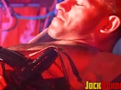 Hunk enjoying bondage with balls tied strongly and tightly