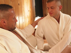 After the sauna, step son gets rammed by step dad's dong