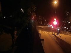 Public masturbation near busy crossroads