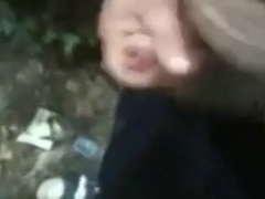 Old Man Strokes His Uncut Cock Outdoors