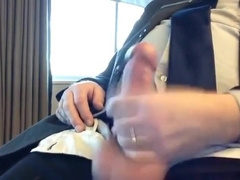 Suited Silver Fox Wanks Off Solo