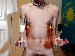 Very hot habanero sauce on cock balls