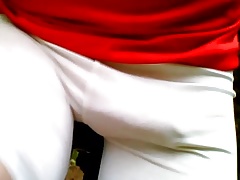 Hard-on in white lycra while out cycling