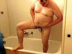 hairy Pasci under the shower