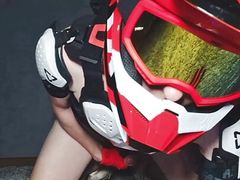 Naked boy in motocross gear and mxhelmet gets a strong orgasm
