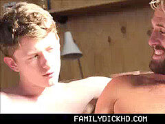 twunk And Jock Step Son's Take Turns plowing Step parent After Seeing Him Naked On Couch