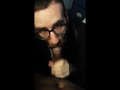 Hot bearded guy sucking guy in public restroom 4