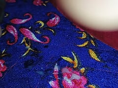 Country boy quilt with cock standing on a cold day o