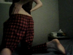 Uber-Cute femboy unwraps in front of you before going to couch