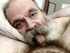 Eye contact, mature old grandpa, blowjob cum swallow