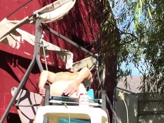 MISCHIEVOUS OUTDOOR BARE GAMES LEADS TO A WIGGLING EJACULATION