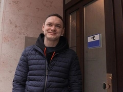 Czech hottie gets fucked in the ass in a public restroom