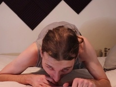 Femboy Jordan Scott bj's and fucks his fake penis in his apartment