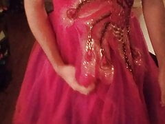 Cute short pink prom dress gets cummed in