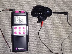 Estim - electro cum milking with chastity device