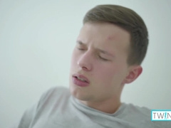 Skinny Horny Blonde Twink Aaron A Cumshots Into His Stomach!