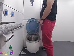 I piss and then jerk off my hot cock in the toilet on a moving train