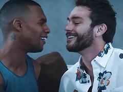 Lucky guy's ass is fucked hard by black dudes in interracial threesome