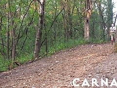 ScoutBoys Cole Blue barebacks Scout Ian along outdoor trail