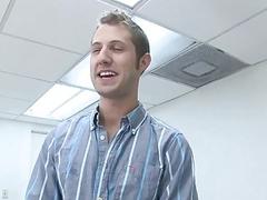 Gay amateur has anal sex during interview