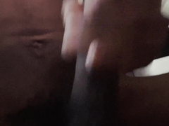 BIG BLACK COCK letting out a immense blast