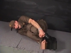 captured delivery man bound and gagged