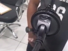 Gay-For-Pay black tricked into masturbating off by Periscope in barbershop