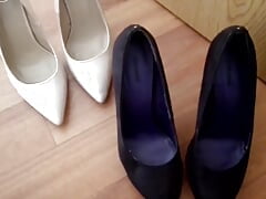 Girlfrend high heel. Cum on black shoe