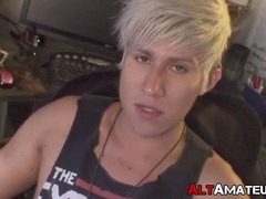 Cute emo blonde guy gets hardcore fucked and milked by interviewer