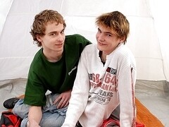 Patrik Janovic and his twink buddy suck and fuck in a tent
